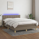 kontinentalseng med LED-lys 140x190 cm stof gråbrun