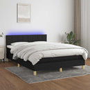 kontinentalseng med LED-lys 140x200 cm stof sort