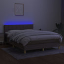kontinentalseng med LED-lys 140x200 cm stof gråbrun