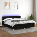 kontinentalseng med LED-lys 160x200 cm stof sort