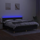 kontinentalseng med LED-lys 180x200 cm stof sort