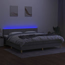 kontinentalseng med LED-lys 200x200 cm stof lysegrå