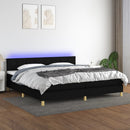 kontinentalseng med LED-lys 200x200 cm stof sort
