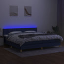 kontinentalseng med LED-lys 200x200 cm stof blå