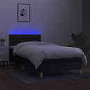 kontinentalseng med LED-lys 90x200 cm stof sort