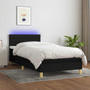 kontinentalseng med LED-lys 90x200 cm stof sort