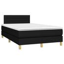 kontinentalseng med LED-lys 120x200 cm stof sort