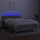 kontinentalseng med LED-lys 140x190 cm stof lysegrå