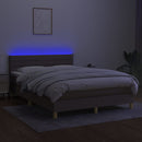 kontinentalseng med LED-lys 140x190 cm stof gråbrun
