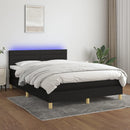 kontinentalseng med LED-lys 140x200 cm stof sort