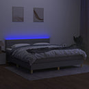 kontinentalseng med LED-lys 180x200 cm stof lysegrå