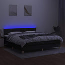 kontinentalseng med LED-lys 180x200 cm stof sort