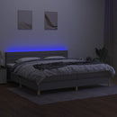 kontinentalseng med LED-lys 200x200 cm stof lysegrå