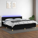 kontinentalseng med LED-lys 200x200 cm stof sort