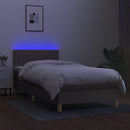 kontinentalseng med LED-lys 100x200 cm stof gråbrun