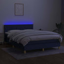 kontinentalseng med LED-lys 140x190 cm stof blå