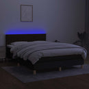 kontinentalseng med LED-lys 140x200 cm stof sort