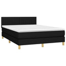 kontinentalseng med LED-lys 140x200 cm stof sort