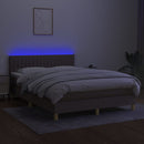kontinentalseng med LED-lys 140x200 cm stof gråbrun