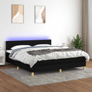 kontinentalseng med LED-lys 180x200 cm stof sort