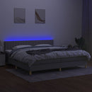 kontinentalseng med LED-lys 200x200 cm stof lysegrå