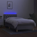kontinentalseng med LED-lys 80x200 cm stof lysegrå