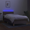 kontinentalseng med LED-lys 100x200 cm stof gråbrun