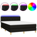 kontinentalseng med LED-lys 140x190 cm stof sort