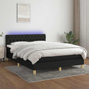 kontinentalseng med LED-lys 140x190 cm stof sort