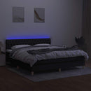 kontinentalseng med LED-lys 180x200 cm stof sort