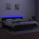 kontinentalseng med LED-lys 200x200 cm stof sort
