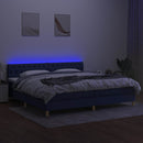 kontinentalseng med LED-lys 200x200 cm stof blå