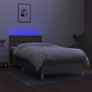 kontinentalseng med LED-lys 80x200 cm stof gråbrun