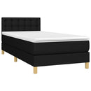 kontinentalseng med LED-lys 90x190 cm stof sort