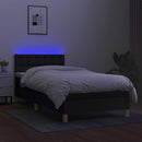 kontinentalseng med LED-lys 90x200 cm stof sort