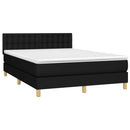 kontinentalseng med LED-lys 140x190 cm stof sort