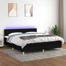 kontinentalseng med LED-lys 180x200 cm stof sort