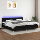 kontinentalseng med LED-lys 200x200 cm stof sort