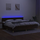 kontinentalseng med LED-lys 200x200 cm stof mørkebrun