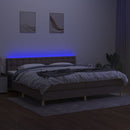 kontinentalseng med LED-lys 200x200 cm stof gråbrun