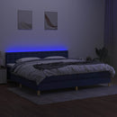 kontinentalseng med LED-lys 200x200 cm stof blå
