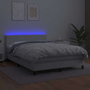 kontinentalseng med LED-lys 140x190 cm kunstlæder hvid