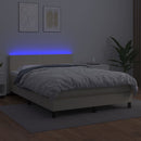 kontinentalseng med LED-lys 140x200 cm kunstlæder cremefarvet