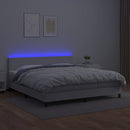 kontinentalseng med LED-lys 160x200 cm kunstlæder hvid