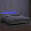 kontinentalseng med LED-lys 160x200 cm kunstlæder cremefarvet