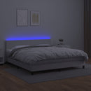 kontinentalseng med LED-lys 180x200 cm kunstlæder hvid