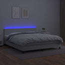 kontinentalseng med LED-lys 180x200 cm kunstlæder hvid