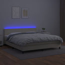 kontinentalseng med LED-lys 180x200 cm kunstlæder cremefarvet