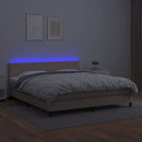 kontinentalseng LED-lys 180x200 cm kunstlæder cappuccinofarvet