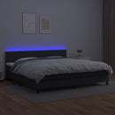 kontinentalseng med LED-lys 200x200 cm kunstlæder sort